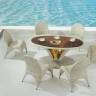 Комплект обеденный "Вельс", из натурального ротанга, 1+6, белый