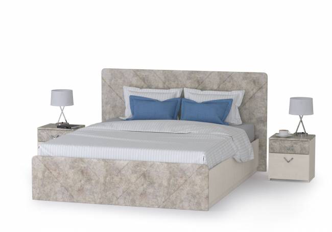 Кровать 1600 с подъёмным ортопедическим основанием и двумя тумбочками Амели 11.31 цвет шёлковый камень/бетон чикаго беж Кровать 1600 с подъёмным ортопедическим основанием и двумя тумбочками Амели 11.31 цвет шёлковый камень/бетон чикаго беж