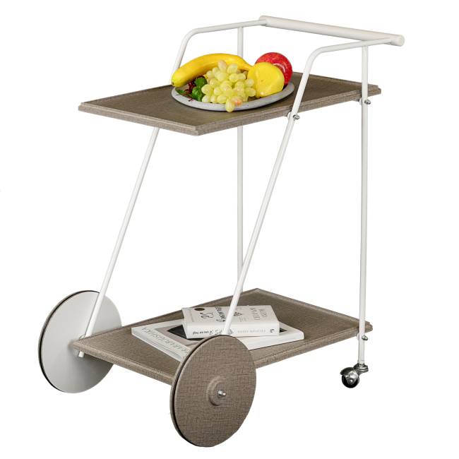 Стол сервировочный Новум белый/белый/текстиль темный