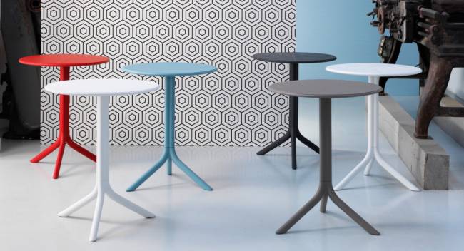 Стол пластиковый обеденный Spritz + Spritz Mini агава Ø605х400-765 мм Стол пластиковый обеденный Spritz + Spritz Mini агава Ø605х400-765 мм