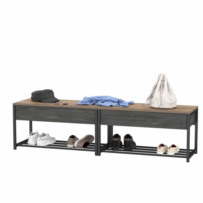 Две тумбы для обуви с сиденьем Трувор цвет дуб гранж песочный/интра Две тумбы для обуви с сиденьем Трувор цвет дуб гранж песочный/интра