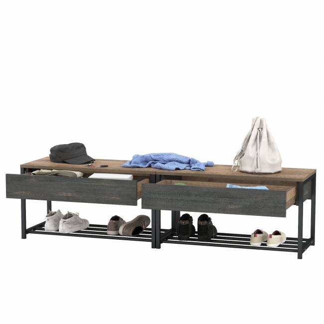 Две тумбы для обуви с сиденьем Трувор цвет дуб гранж песочный/интра Две тумбы для обуви с сиденьем Трувор цвет дуб гранж песочный/интра