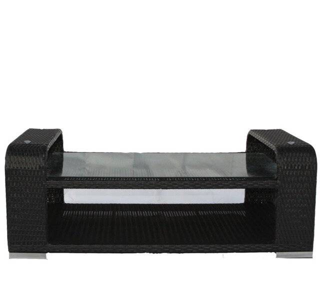 Столик кофейный "Вена", из искусственного ротанга, черный, белый