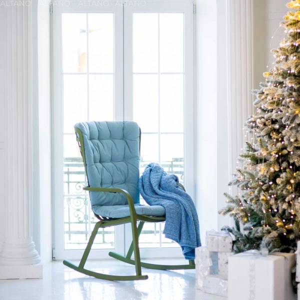 Кресло-качалка пластиковое с подушкой Folio агава, голубой 720х810-925х1190-1125 мм Кресло-качалка пластиковое с подушкой Folio агава, голубой 720х810-925х1190-1125 мм