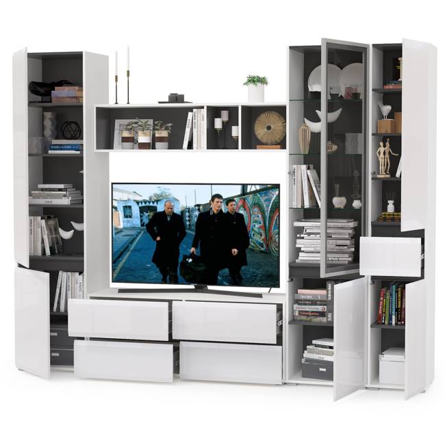 Сидней Комплектация № 25 цвет белый/чёрный/фасады МДФ белый глянец