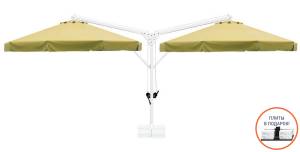 Зонт профессиональный двухкупольный Ø3х6 м Double Banana T бежевый Ø3000х6000 мм