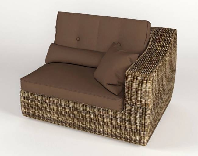 Диван модульный угловой "Сенатор", из искусственный ротанга, темно-светло-коричный