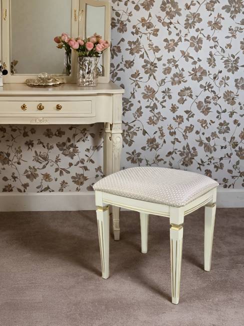 Банкетка Васко В 107Н слоновая кость/золото, Атина ваниль Банкетка Васко В 107Н слоновая кость/золото, Атина ваниль