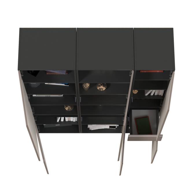 Два шкафа с дверками и шкаф-пенал с ящиком Сидней цвет антрацит/МДФ веллюто капучино