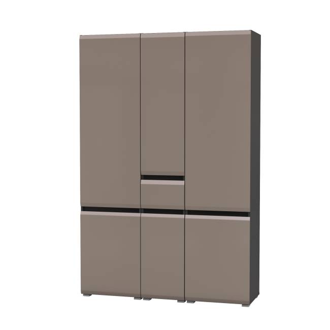 Два шкафа с дверками и шкаф-пенал с ящиком Сидней цвет антрацит/МДФ веллюто капучино