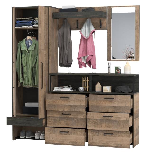 Большая прихожая Трувор № 210 цвет дуб гранж песочный/интра Большая прихожая Трувор № 210 цвет дуб гранж песочный/интра