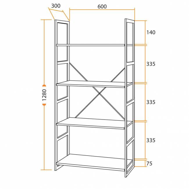 Стеллаж WS-01 burnt burnt Стеллаж WS-01 burnt burnt
