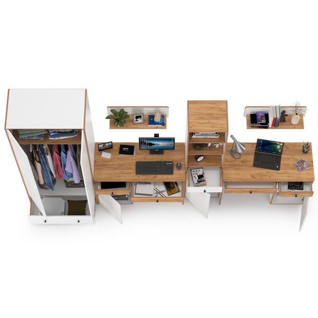 Мебель для детской комнаты для двоих детей Вуди № 30 цвет белый премиум/дуб крафт золотой Мебель для детской комнаты для двоих детей Вуди № 30 цвет белый премиум/дуб крафт золотой