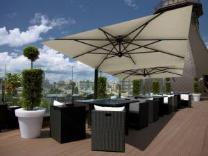 Зонт профессиональный двухкупольный 3х6 м Alu Double Dark антрацит, слоновая кость 3000х6000 мм