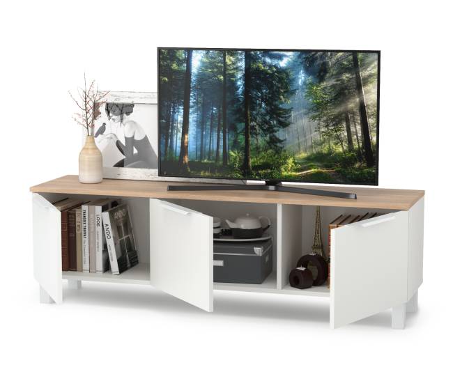 Тумба под ТВ 13.267.01 цвет белый шагрень/дуб сонома