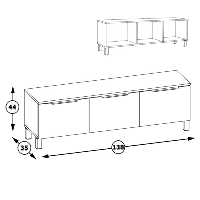 Тумба под ТВ 13.267.01 цвет белый шагрень/дуб сонома