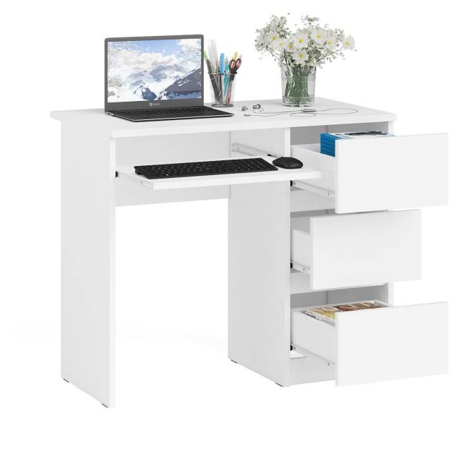 Стол компьютерный три ящика Мори МС-6 правый цвет белый Стол компьютерный три ящика Мори МС-6 правый цвет белый