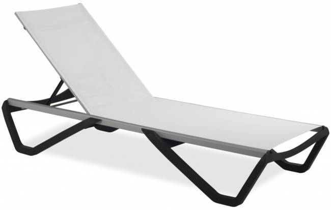 Шезлонг-лежак металлический Wave антрацит, белый 1910х715х300 мм