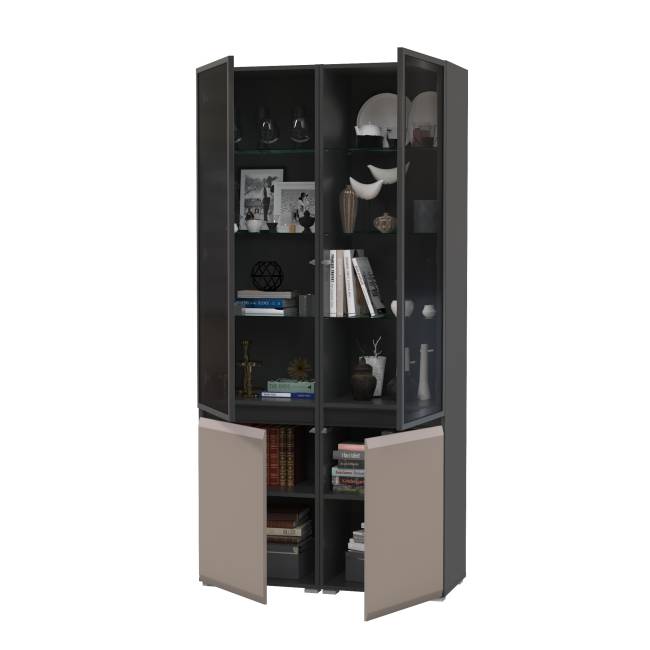 Горка в гостиную Сидней цвет антрацит/МДФ веллюто капучино Горка в гостиную Сидней цвет антрацит/МДФ веллюто капучино