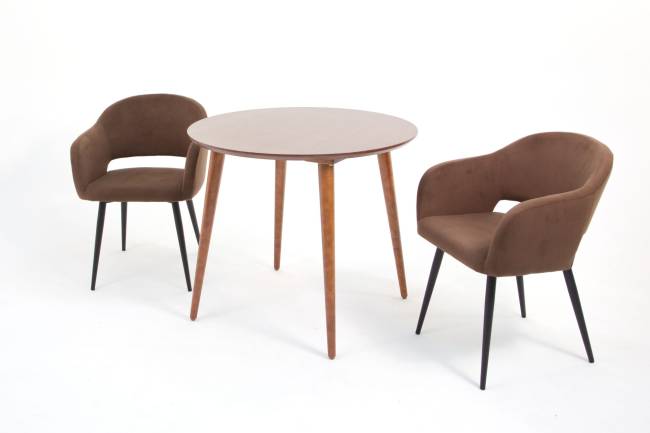 Стол Монте К 100 орех с креслами Пичч велюр коричневый
