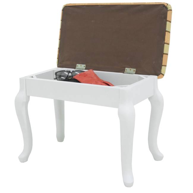 Банкетка Ретро с ящиком белый, ткань полоса бежевый Банкетка Ретро с ящиком белый, ткань полоса бежевый