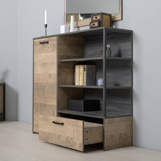 Два комода с ящиками и комод с дверкой и одним ящиком Трувор цвет дуб гранж песочный/интра Два комода с ящиками и комод с дверкой и одним ящиком Трувор цвет дуб гранж песочный/интра