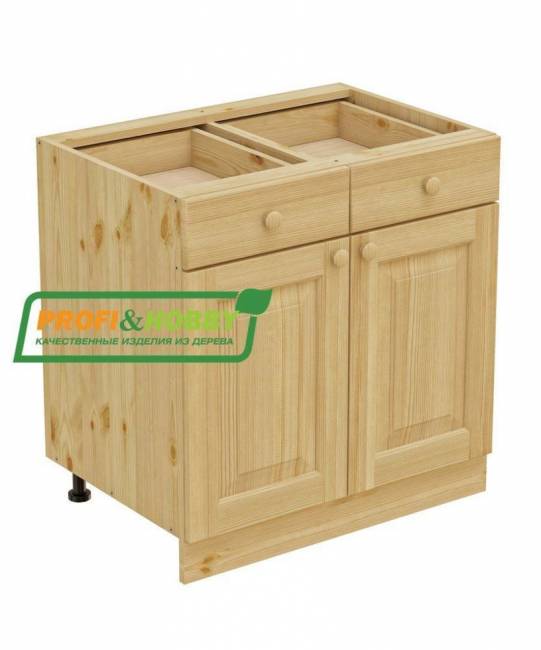 Тумба 2 двери, 2 ящика 800 х 560 х 720 сосна, без покраски