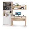 Рабочий стол с полкой и шкафом Бостон цвет дуб эндгрейн элегантный/фасады МДФ милк рикамо софт