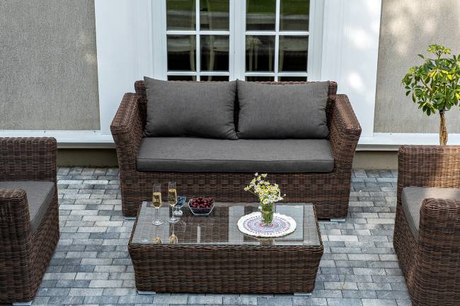 "Капучино Сингл" лаунж-зона из искусственного ротанга, цвет коричневый