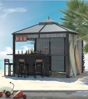 Павильон барный "Бакарди", плетеный, серый Павильон барный "Бакарди", плетеный, серый