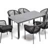 "Венето" обеденная группа на 6 персон со стульями "Марсель", каркас темно-серый, роуп темно-серый