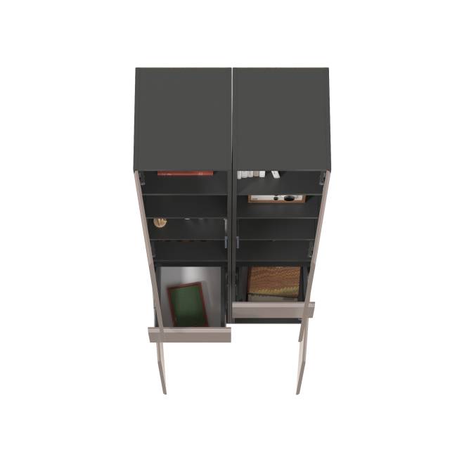 Два пенала с выдвижным ящиком Сидней цвет антрацит/МДФ веллюто капучино