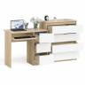 Стол компьютерный с ящиками МС-6 правый с комодом МК800 4 ящика Мори цвет дуб сонома/белый