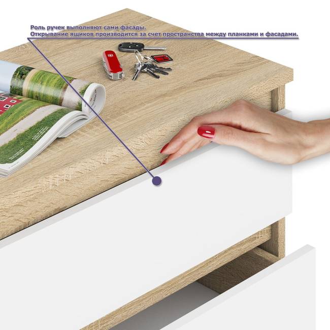 Стол компьютерный с ящиками МС-6 правый с комодом МК800 4 ящика Мори цвет дуб сонома/белый