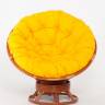 Кресло-качалка "PAPASAN"   коньяк с механизмом желтая подушка