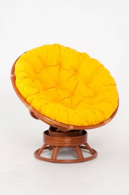 Кресло-качалка "PAPASAN"   коньяк с механизмом желтая подушка