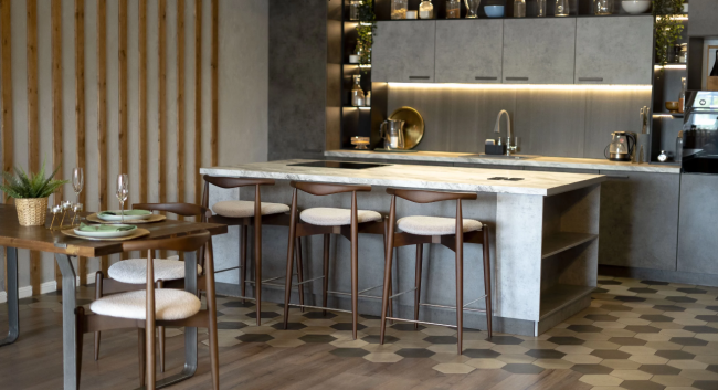 Стул Noble полубарный, массив бука - серый - бук черный Стул Noble полубарный, массив бука - серый - бук черный