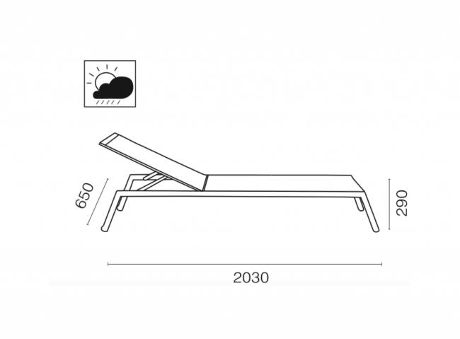Шезлонг-лежак металлический Zen белый 2030х650х290 мм Шезлонг-лежак металлический Zen белый 2030х650х290 мм