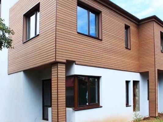 Фасадная панель из ДПК HOLZHOF, 180*14*3000 мм, кофе с молоком Фасадная панель из ДПК HOLZHOF, 180*14*3000 мм, кофе с молоком