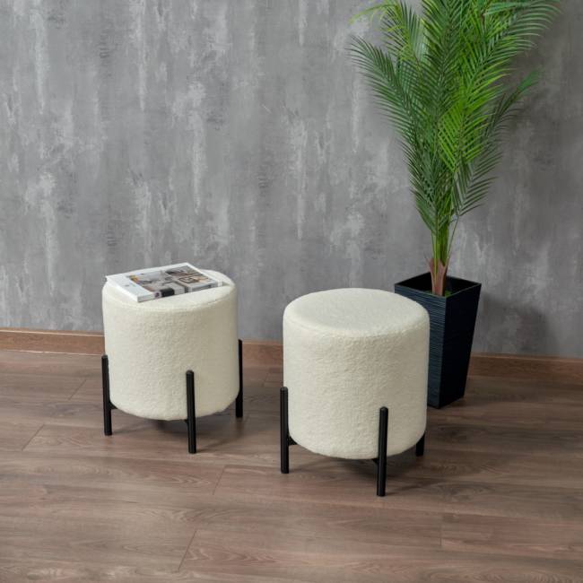 Стул-пуф Otis белый, искусственный мех Стул-пуф Otis белый, искусственный мех