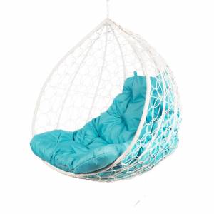 Двойное подвесное кресло "Gemini promo White" без стойки, голубая подушка Двойное подвесное кресло "Gemini promo White" без стойки, голубая подушка