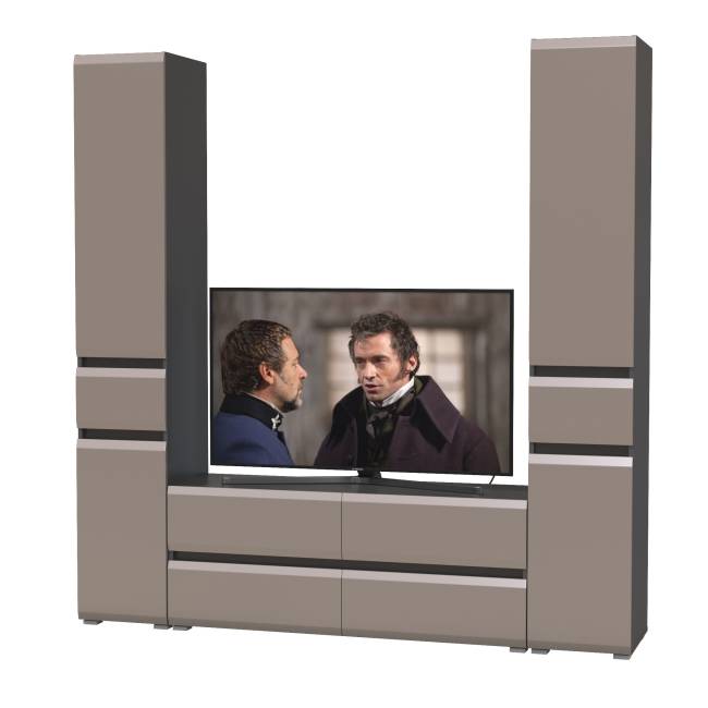 Два шкафа с ящиками и тумба под ТВ Сидней цвет антрацит/МДФ веллюто капучино Два шкафа с ящиками и тумба под ТВ Сидней цвет антрацит/МДФ веллюто капучино