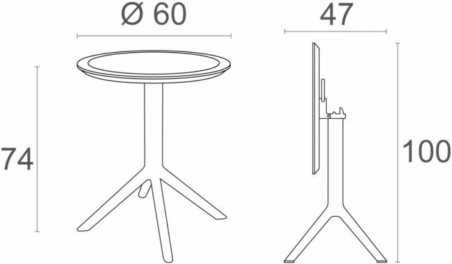 Стол пластиковый складной Sky Folding Table Ø60 темно-серый Ø600х740 мм Стол пластиковый складной Sky Folding Table Ø60 темно-серый Ø600х740 мм