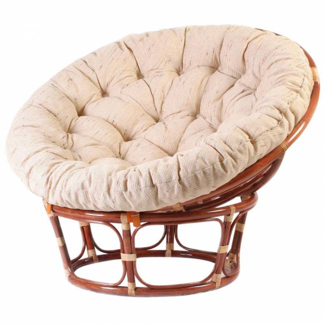 Кресло PAPASAN/ПАПАСАН 23/01 W  /с подушкой/ диаметр подушки 129 см, 115х101х104 см, Cognac (коньяк), ткань Старт Cognac (коньяк)
