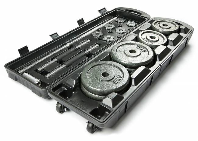 Набор гантели и штанга "ATLAS SPORT", 50кг в чемодане (металл краш) Набор гантели и штанга "ATLAS SPORT", 50кг в чемодане (металл краш)