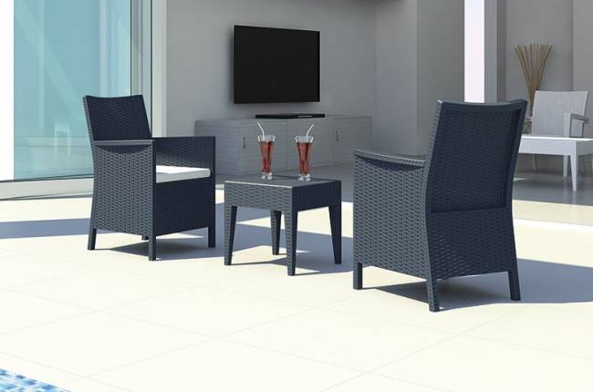 Столик плетеный для шезлонга GT 1009 антрацит 450х450х450 мм Столик плетеный для шезлонга GT 1009 антрацит 450х450х450 мм