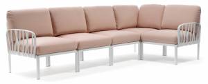 Диван пластиковый с подушками Komodo 5 белый, розовый 2940х1540х880 мм Диван пластиковый с подушками Komodo 5 белый, розовый 2940х1540х880 мм