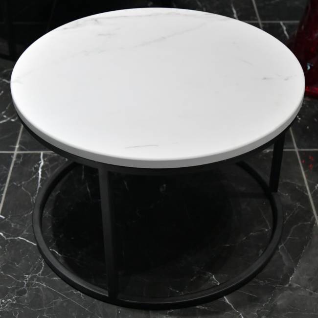 Набор кофейных столиков Tango белый мрамор с чёрными ножками, 2шт Набор кофейных столиков Tango белый мрамор с чёрными ножками, 2шт