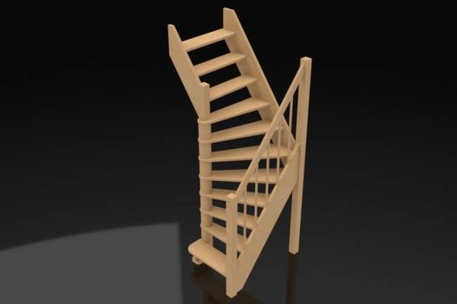 Деревянная лестница ЛС-91М Базовая под покраску