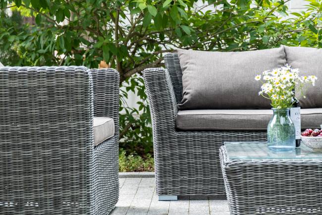 "Капучино Сингл" лаунж-зона из искусственного ротанга, цвет графит